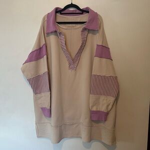 Free People Clean Prep Polo Tunic Sweatshirt